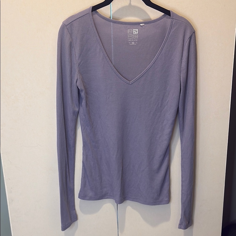 Nollie Lavender V-Neck Long Sleeve Blouse